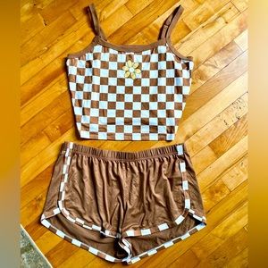 No Boundaries Checker Board Pajama Set- XL